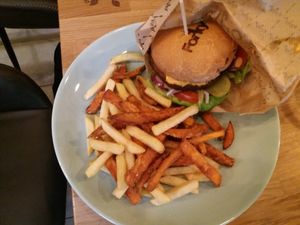 Forky's Burger with fries  at Forky's - Veleslavinova in Prague