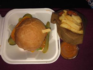 Cheezburger with french fries. at Forky's - Veleslavinova in Prague