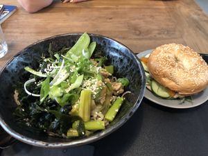 Sobu Bowl and “Salmon” bagel at Forky's - Veleslavinova in Prague
