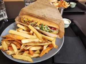 Not Dog with fries at Forky's - Veleslavinova in Prague