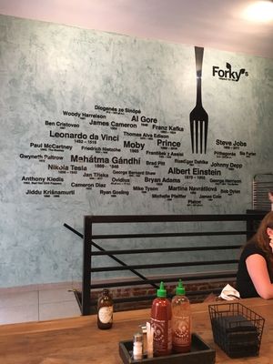 Some still alive and some historic vegetarians/vegans at Forky's - Veleslavinova in Prague