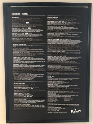 Menu (August 2019) at Forky's - Veleslavinova in Prague