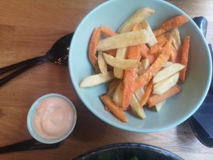 Potato and Sweet Potato Fries with Spicy Mayo at Forky's - Veleslavinova in Prague