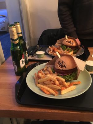 Spicy vegan burgers  at Forky's - Veleslavinova in Prague