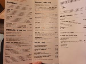 The menu at Forky's - Veleslavinova in Prague