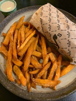 chicken wrap w/ sweet potato fries at Forky's - Veleslavinova in Prague
