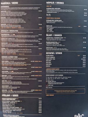 Menu August 2020 at Forky's - Veleslavinova in Prague