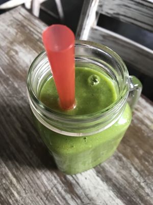 Go For Green smoothie. Grapes, apple, pear, parsley, pineapple, spinach, and ice at Calorie Counter in Galle