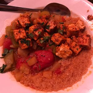 Quinoa stew with tofu at Grendel's Den in Cambridge