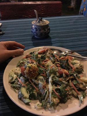 Best raw vegan salad ever!
• no salt
• no sugar
• lots of love at Organic Vegetarian Food by Mrs. Pong in Koh Phangan