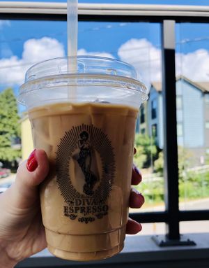 Iced soy latte  at Diva Espresso in Kenmore