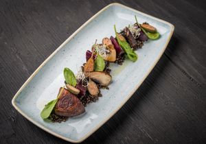 PORTOBELLO MUSHROOM WITH BLACK LENTIL RAGOUT at Glow in Belgrade