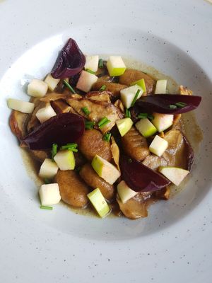 Pumpkin gnocchi with porcini ragout at Glow in Belgrade