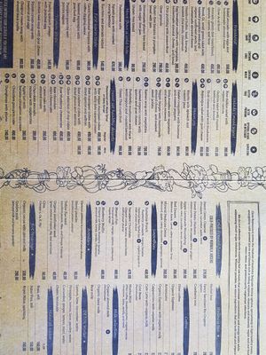 Menu at Glow in Belgrade