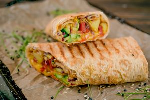 Roll with seitan, potatoes, vegetables, cheese and mustard sauce (300) at Vegano Hooligano - Rishelyevskaya in Odessa