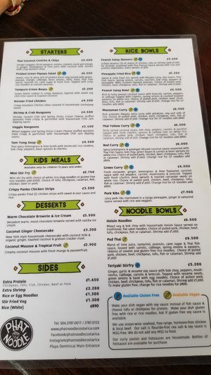 Menu : )! at Phat Noodle in Dominical