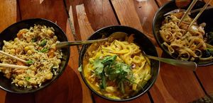 Red Curry and Mini Stirfry at Phat Noodle in Dominical