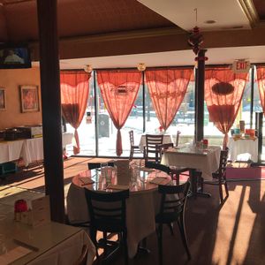 Window seats at Desi Dhaba in Cambridge