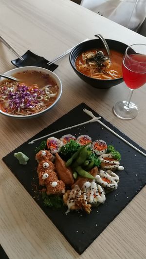 Sapporo Noodle Soup RM8
Happiness Family RM40
Red Sea Udon RM15
 at Sushi Kitchen in Petaling Jaya