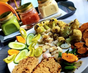 Cauliflower Salad with homemade sauces at The Laughing Buddha Cafe in Pushkar