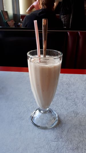 Vegan banana milkshake at Classic American Diner in Rovaniemi