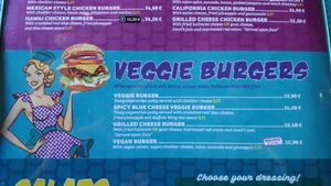 Vegan burger on the menu at Classic American Diner in Rovaniemi