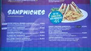 Vegan sandwich on the menu at Classic American Diner in Rovaniemi