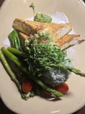 Macadamia nut encrusted tofu  at Huggo's in Kailua Kona