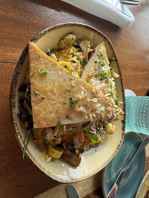 Coconut fettuccine curry with tofu   at Huggo's in Kailua Kona