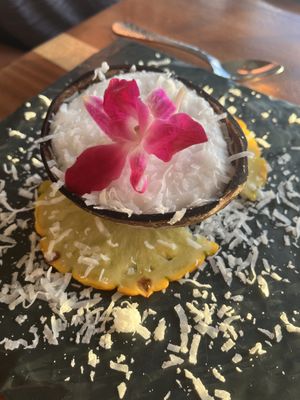 Coconut sorbett  at Huggo's in Kailua Kona