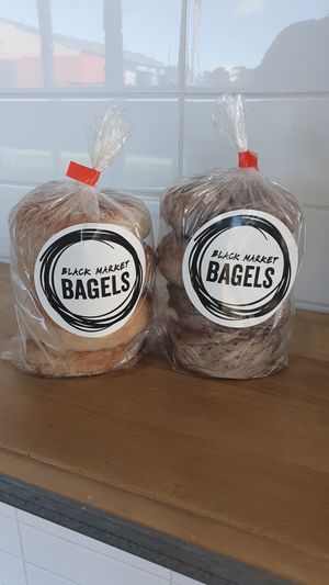 Take home bagels $10 a pack at Black Market Bagels in Port Macquarie