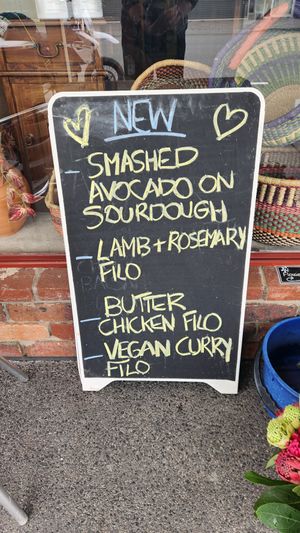 Specials board at Purple Possum Wholefoods & Cafe in Saint Marys