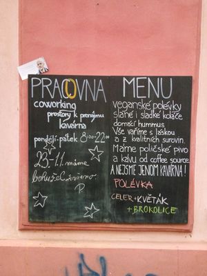 menu at Pracovna in Prague