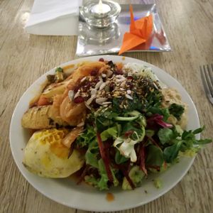 Generous plates from the buffet at Resbite Cafe in Bristol