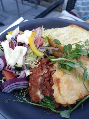 Vegan baked moussaka at Castle Hotel in Conwy