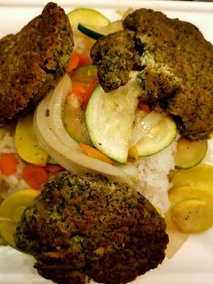 rice bowl with tofu croquette..yum at Hakka Kitchen in Jacksonville