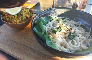 Noodles with curry laksa at Buitenplaats de Plantage in Vogelenzang