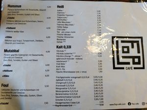 Menu verso at Flop Cafe in Berlin