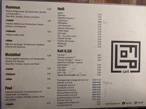 Menu - drinks at Flop Cafe in Berlin