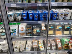 Vegan cheeses at 4 Seasons Bio in Athens