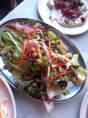Heart of palm salad with crispy chickpeas and broccoli at Yes Yes Yes in Helsinki