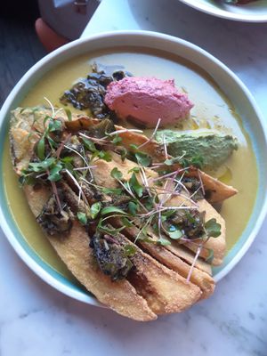 Fried eggplant with curry and smoked tofu at Yes Yes Yes in Helsinki