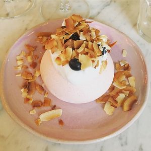 Vegan meringue dessert at Yes Yes Yes in Helsinki