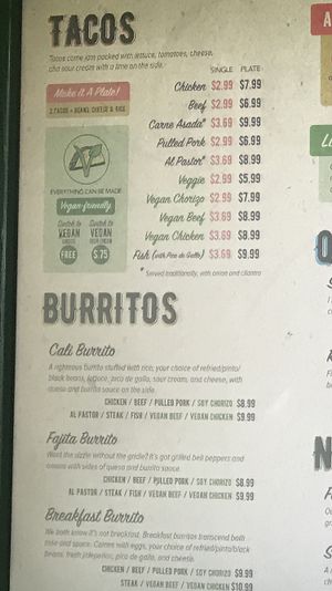 Menu at Nacho Taco in Jacksonville