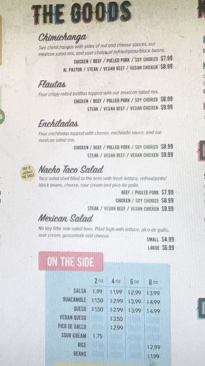 Menu  at Nacho Taco in Jacksonville