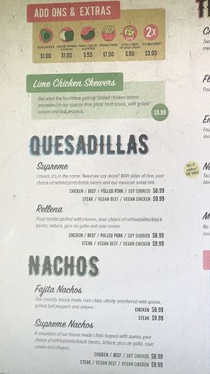 Menu at Nacho Taco in Jacksonville