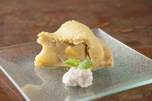 Apple pie filled with hie cream at Future Food Cafe Restaurant Tubu Tubu in Tokyo