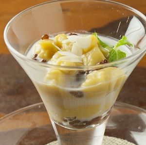 Mango Flavour Puddnig Made with Takakibi Flour at Future Food Cafe Restaurant Tubu Tubu in Tokyo