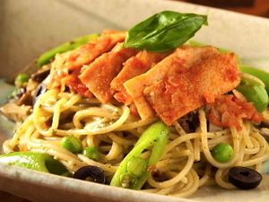 Foxtail Millet Pesto Pasta with Koya Dofu  at Future Food Cafe Restaurant Tubu Tubu in Tokyo