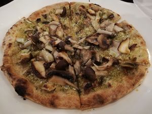 Mushrooms pizza at Future Food Cafe Restaurant Tubu Tubu in Tokyo